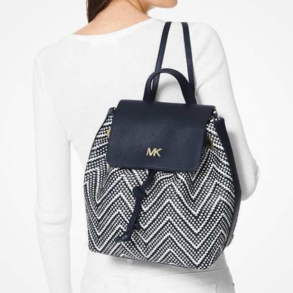 Michael Kors Junie Chevron Leather Flap Backpack - Picture 2 of 4